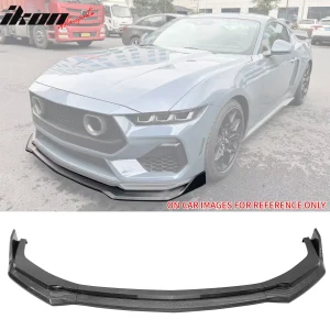 Fits 24-26 Ford Mustang Front Bumper Lip 3PC Spoiler Carbon Fiber Print Splitter - Image 6