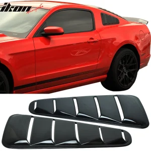 Fits 10-14 Ford Mustang OE Style Side Quarter Window Louvers Cover Gloss Black - Image 6