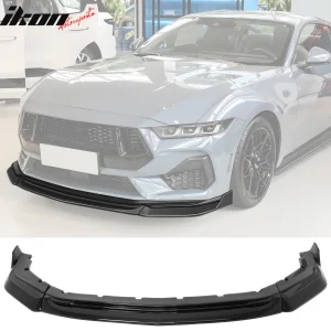 Fits 24-26 Ford Mustang IKON Style Gloss Black Front Bumper Lip Spoiler ABS 3PCS - Image 6