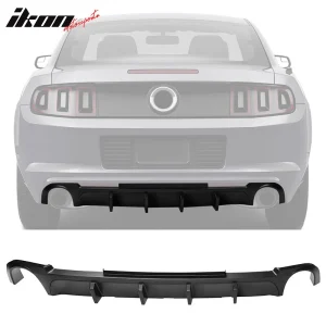 Fits 13-14 Ford Mustang V6 GT Matte Black PP Rear Diffuser Lip W/ V2 Style Fin - Image 6
