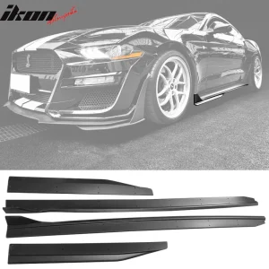 Fits 15-23 Ford Mustang GT500 Style 4PCS Side Skirts Rocker Panel Matte Black - Image 6