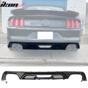 Fits 15-17 Ford Mustang GT500 Style Rear Bumper Lip Diffuser PP 4PCS Gloss Black - Image 6