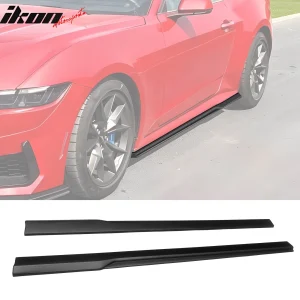 Fits 24-26 Ford Mustang IKON Style Matte Black Side Skirts Extension Lip Add on - Image 6