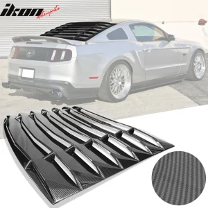Fits 05-14 Ford Mustang Carbon Fiber Print Rear Window Louvers Vent IKON Style - Image 6