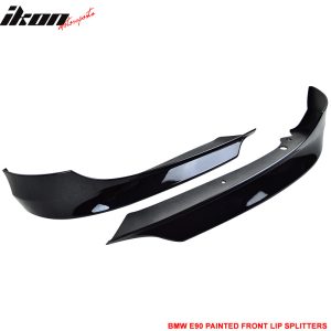 Fits 09-12 BMW E90 3-Series OE Style Front Bumper Splitters Painted #475 Black - Image 3