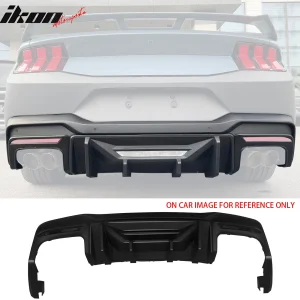 Fits 24-26 Mustang 7th Gen S650 Rock Style PP Rear Bumper Diffuser Gloss Black - Image 6