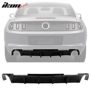 Fits 13-14 Ford Mustang V6 GT Gloss Black PP Rear Diffuser Lip W/ V2 Style Fin - Image 6