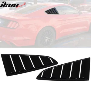 Fits 15-23 Ford Mustang OE Style Side Quarter Window Louver Cover Gloss Black - Image 6