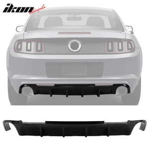 Fits 13-14 Ford Mustang V6 GT Gloss Black PP Rear Diffuser Lip W/ V1 Style Fin - Image 6