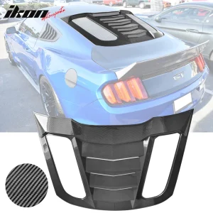Fits 15-24 Ford Mustang Rear Window Louver Sun Shade Cover - Carbon Fiber Print - Image 6