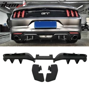 Fit 15-17 Ford Mustang Premium R Style Rear Bumper Lip Diffuser Side Valance 3PC - Image 6