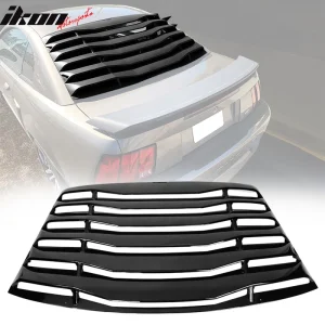 Fits 99-04 Ford Mustang IKON Style Gloss Black Rear Window Louver Shade Cover - Image 6