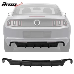 Fits 13-14 Ford Mustang V6 GT Matte Black PP Rear Diffuser Lip W/ V1 Style Fin - Image 6