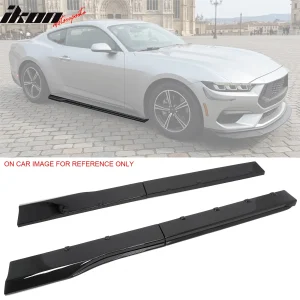 For 24-26 Ford Mustang R Style 2PCS Side Skirts Add On Splitters Gloss Black ABS - Image 6