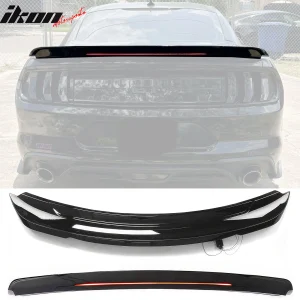 Fits 15-23 Ford Mustang 2DR Coupe Long LED Style Trunk Spoiler Gloss Black - ABS - Image 6