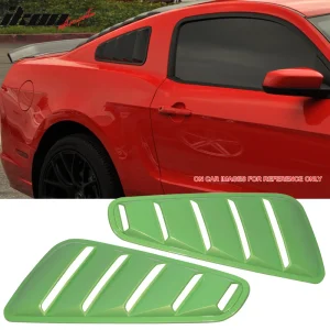 Fits 10-14 Ford Mustang OE Style Side Quarter Window Louvers Painted #HD Green - Image 6