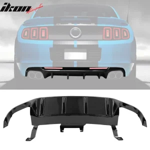Fits 13-14 Ford Mustang GT500 Gloss Black PP Rear Diffuser Lip W/ V2 Style Fin - Image 6