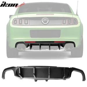 Fits 13-14 Ford Mustang GT500 Matte Black PP Rear Diffuser Lip W/ V4 Style Fin - Image 6