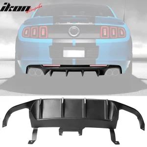 Fits 13-14 Ford Mustang GT500 Matte Black PP Rear Diffuser Lip W/ V3 Style Fin - Image 6