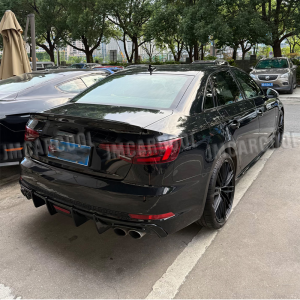 For Audi A4 S-line S4 2017-19 Glossy Black Rear Bumper Diffuser Lip Quad Exhaust - Image 3