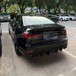 For Audi A4 S-line S4 2017-19 Glossy Black Rear Bumper Diffuser Lip Quad Exhaust - Image 4