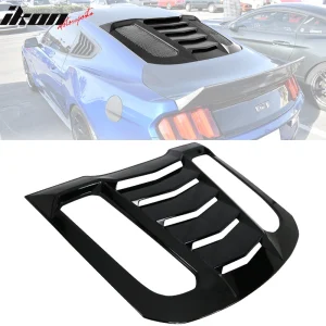 Fits 15-24 Ford Mustang IKON V2 Style Rear Window Louver Sun Shade Gloss Black - Image 6