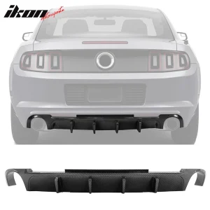 Fits 13-14 Ford Mustang V6 GT Carbon Fiber Print PP Rear Diffuser Lip W/ V2 Fin - Image 6