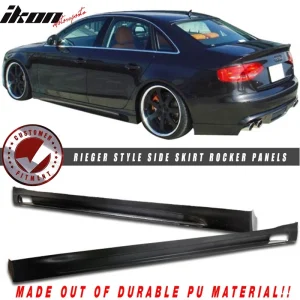 Fits 09-12 Audi A4 Side Skirts Extension Rocker Panels RG Style PU - Image 5