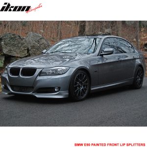 Fits 09-12 BMW E90 3-Series OE Style 2PC Front Bumper Lip Splitters PP Unpainted - Image 4