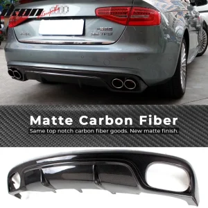 Fits 13-16 Audi A4 B9 Standard R Style Rear Bumper Diffuser Matte Carbon Fiber - Image 6