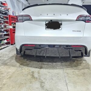 Fits 20-24 Tesla Model Y Gloss Black Rear Bumper Lip Diffuser Shark Fin Splitter - Image 27