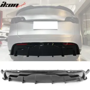 Fits 20-24 Tesla Model Y Gloss Black Rear Bumper Lip Diffuser Shark Fin Splitter - Image 6