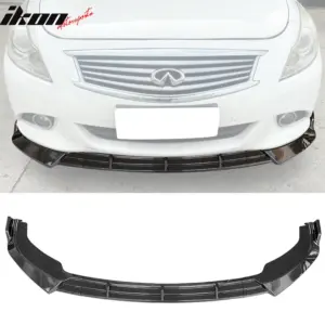 Fits 10-13 Infiniti G37 IKON Style Carbon Fiber Print Front Bumper Lip 3PCS PP - Image 6