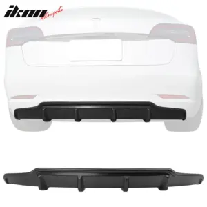 Fits 17-23 Tesla Model 3 V Style Matte Black Rear Lower Bumper Lip Diffuser ABS - Image 6