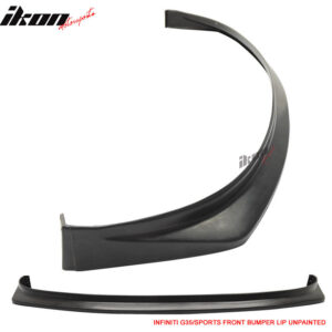 Fits 06-07 Infiniti G35 Sport Front Bumper Lip Spoiler Kit Unpainted Black PU - Image 3