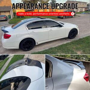 Fits 09-15 Infiniti G37 G25 Q40 4DR Trunk Spoiler Wing Gloss Black R Style ABS - Image 5