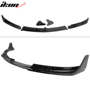 Fits 17-23 Tesla Model 3 V Style Gloss Black Front Bumper Lip Spoiler Kit PP 5PC - Image 3
