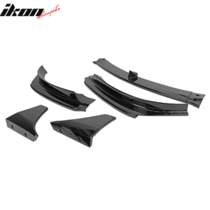 Fits 17-23 Tesla Model 3 V Style Gloss Black Front Bumper Lip Spoiler Kit PP 5PC - Image 5