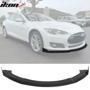 Fits 12-16 Tesla Model S Front Bumper Lip IKON Spoiler Unpainted 3PC Splitter - Image 6