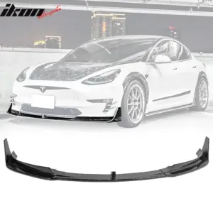 Fits 17-23 Tesla Model 3 V Style Gloss Black Front Bumper Lip Spoiler Kit PP 5PC - Image 6