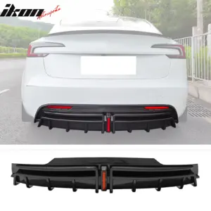 For 24-25 Tesla Model 3 Highland Rear Bumper Diffuser Carbon Fiber Print LED Lip - Image 6