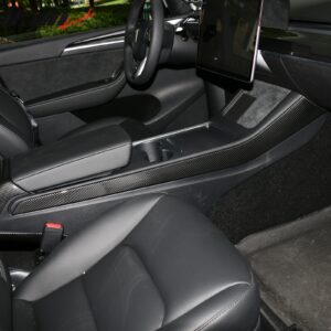 Fits 21-23 Tesla Model 3 Y Control Gear Shift Panel Trim Carbon Fiber Print 2PCS - Image 3