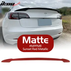 Fits 17-23 Tesla Model 3 IKON V Trunk Spoiler #MPPMR Matte Sunset Red Metallic - Image 6