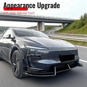 Fits 2026 Tesla Model Y Juniper Premium IKON Front Bumper Lip Gloss Black 3PCS - Image 5