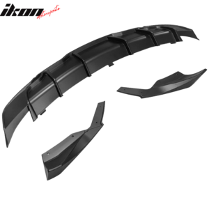 Fits 17-23 Tesla Model 3 Rear Bumper Lip Diffuser w/ Aprons 3PC Matte Black - Image 5