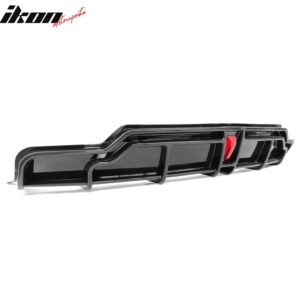 Fits 17-23 Tesla Model 3 IKON Style Gloss Black Rear Bumper Lip Diffuser W/ LED - Image 3