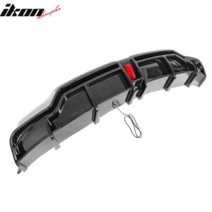 Fits 17-23 Tesla Model 3 IKON Style Gloss Black Rear Bumper Lip Diffuser W/ LED - Image 4