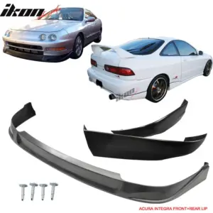 Fits 94-97 Acura Integra 2Dr Coupe CONCEPT Style Front + Rear Bumper Lip PU - Image 5
