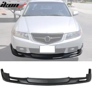 Fits 04-05 Acura TSX Mugen Style Front Bumper Lip Spoiler Unpainted Black PU - Image 6