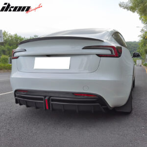 For 24-25 Tesla Model 3 Highland Rear Bumper Diffuser Carbon Fiber Print LED Lip - Image 3